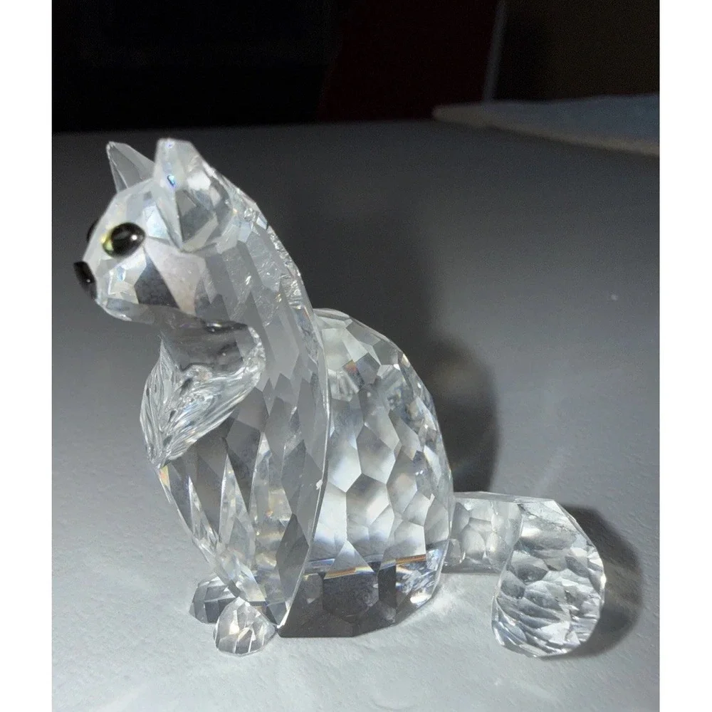 Vintage Swarovski Crystal Sitting Cat Figurine Retired 1.75